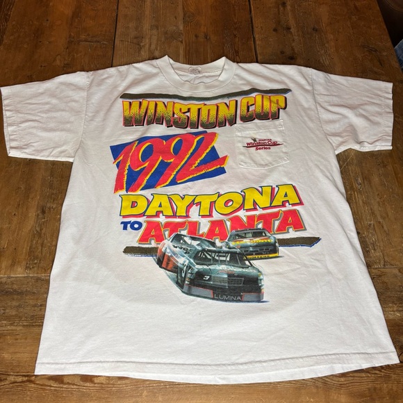 Vintage 90s Daytona Winston Cup Nascar Racing Pocket Shirt Single Stitch 50-50 - Picture 1 of 12